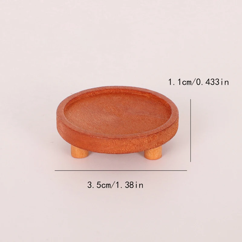 1 قطعة دمية محاكاة مصغرة خشبية صينية مستديرة نموذج 1/12 دمى صغيرة منزل أثاث المطبخ اكسسوارات الديكور