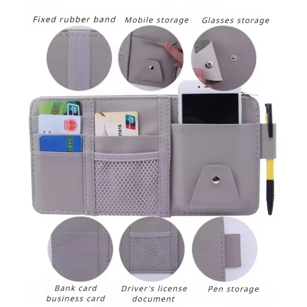 

Модный автомобильный солнцезащитный козырек на молнии с держателем для карт, многофункциональный автомобильный козырек, кожаный чехол для хранения