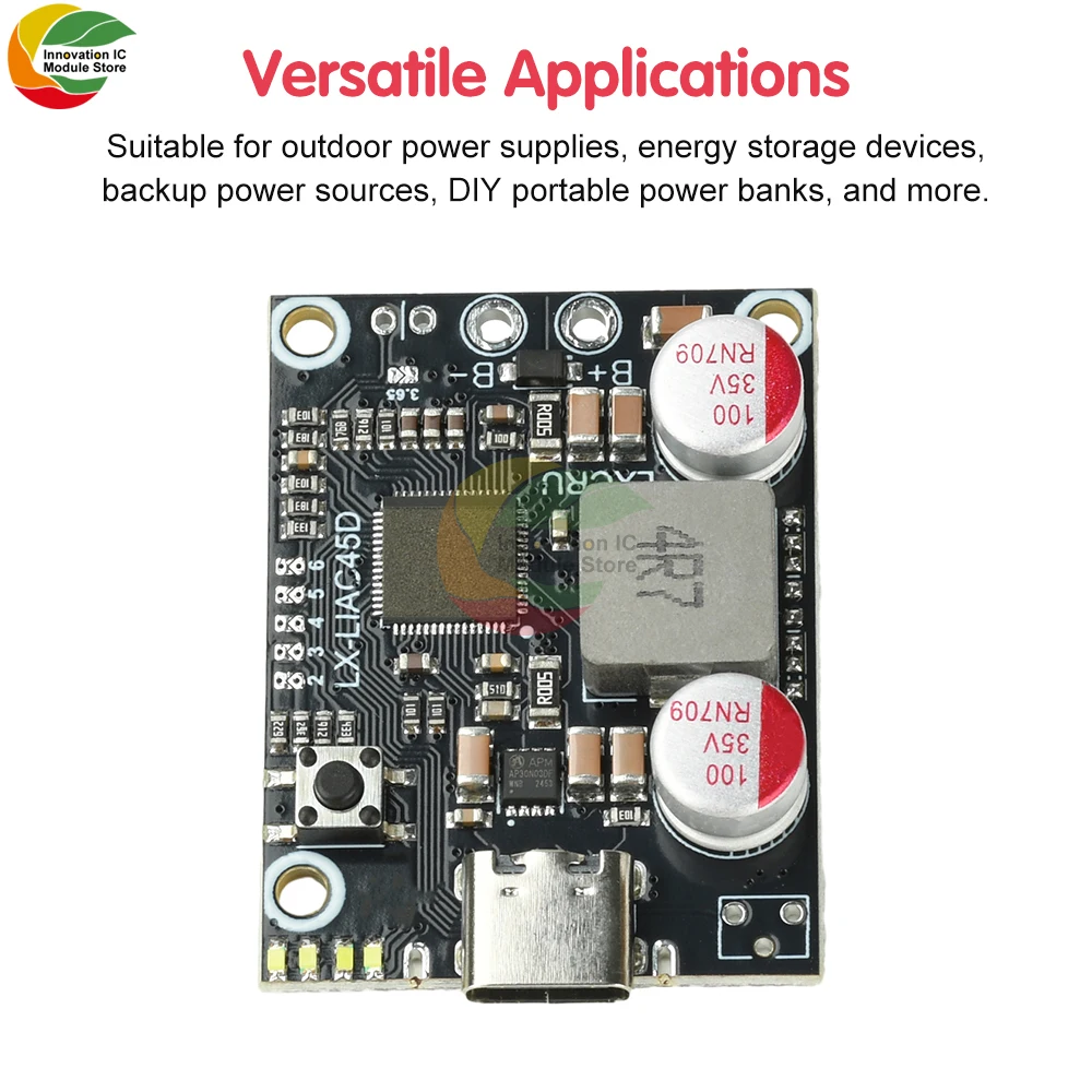 2-6S PD 45W Fast Charging Power Bank Module DIY Power Bank Mainboard Supports Lithium-Ion and Lithium Iron Phosphate Batteries