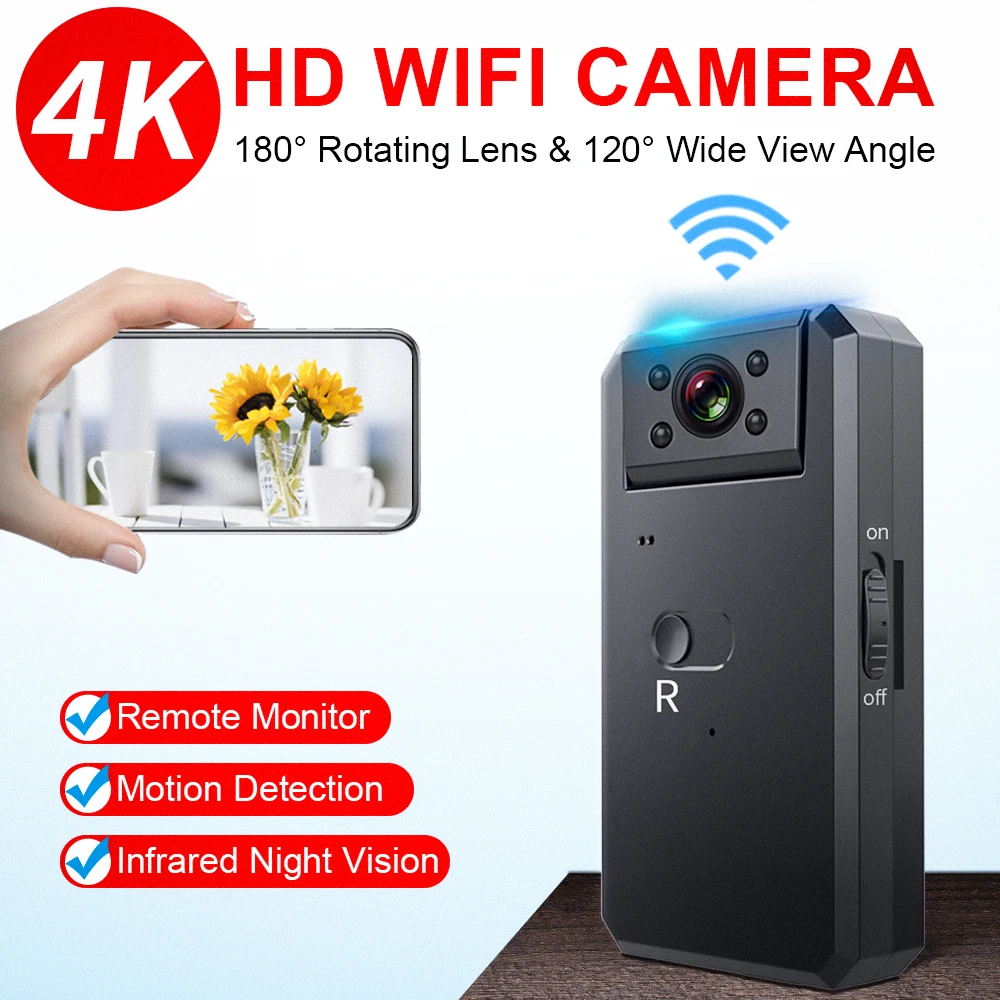 WD6 Hot New 4K Wifi Mini Camera Infrared Night Version HD DVR camera 165 Degree Wide Angle Car DVR 1080P  Cameras