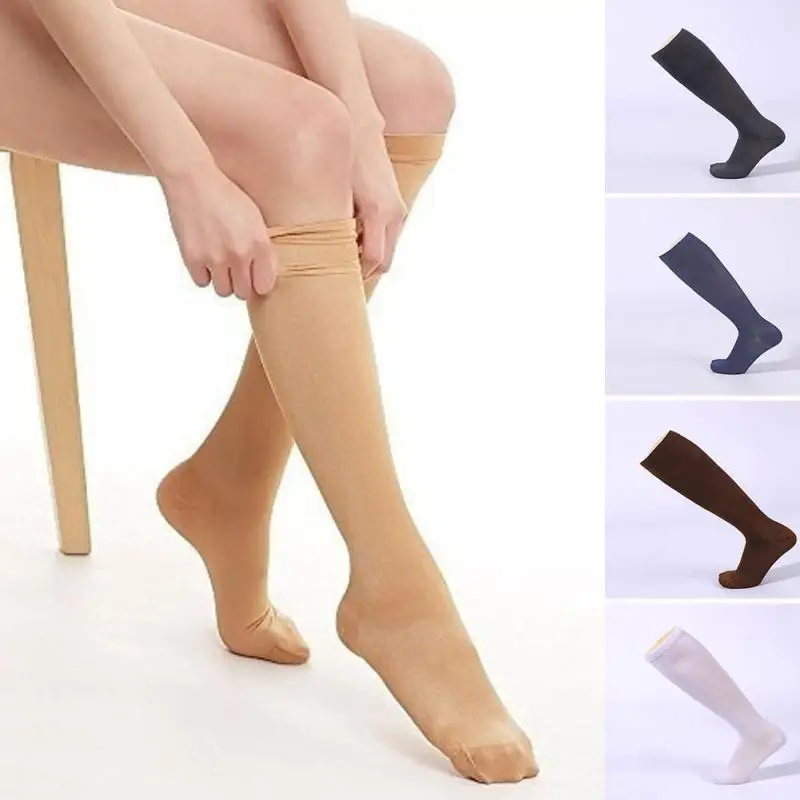 Nuevos calcetines Unisex medias de compresión presión venas varicosas medias hasta la rodilla soporte de pierna estiramiento presión circulación