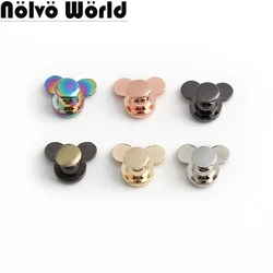 50-100PCS 12.5mm Rainbow Cute Mouse Metal Chicago Shoes Round Head Rivets Stud Screw Studs Purse Feet Buckles For Leather Bag