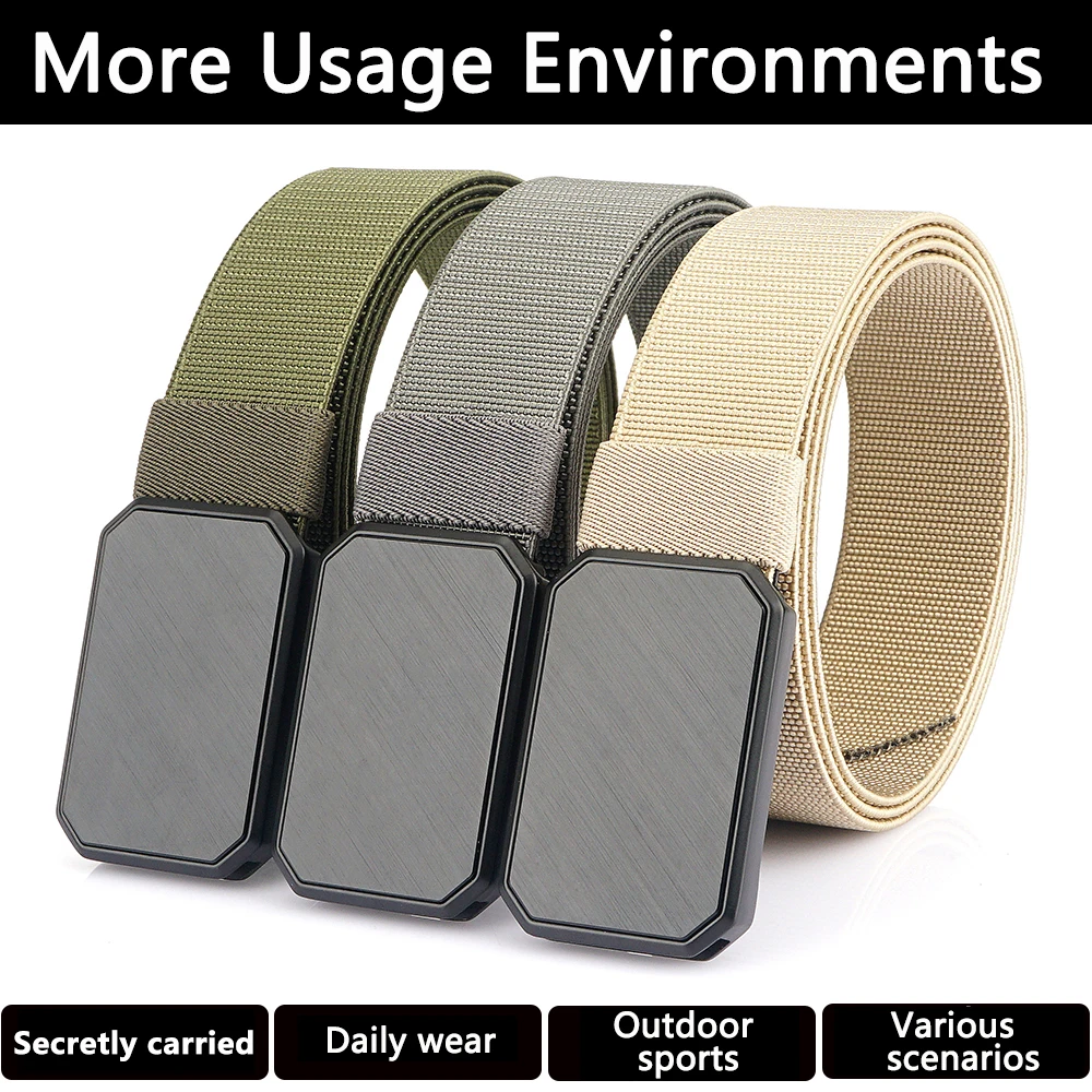 TUSHI Belt Men Army EDC Outdoor Hunting Tactical Magnetism Buckle Combat Survival elastico di alta qualità per Nylon maschio Luxury