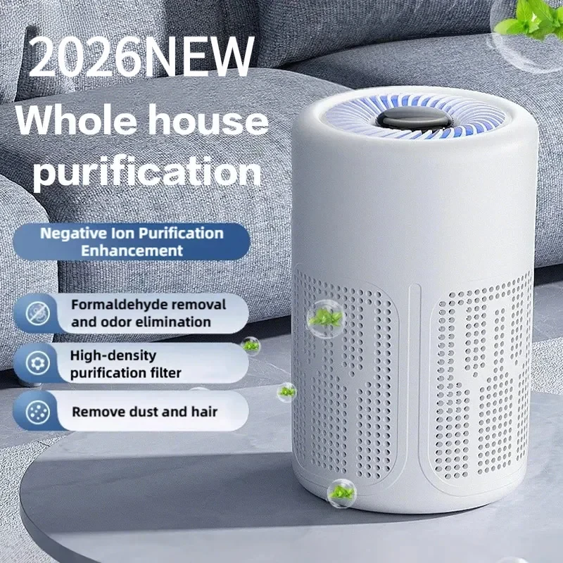 

2026 New Mini Air Purifier HEPA Filter Uses Negative Ion Technology To Eliminate Formaldehyde Odors Smoke And Dust Particles