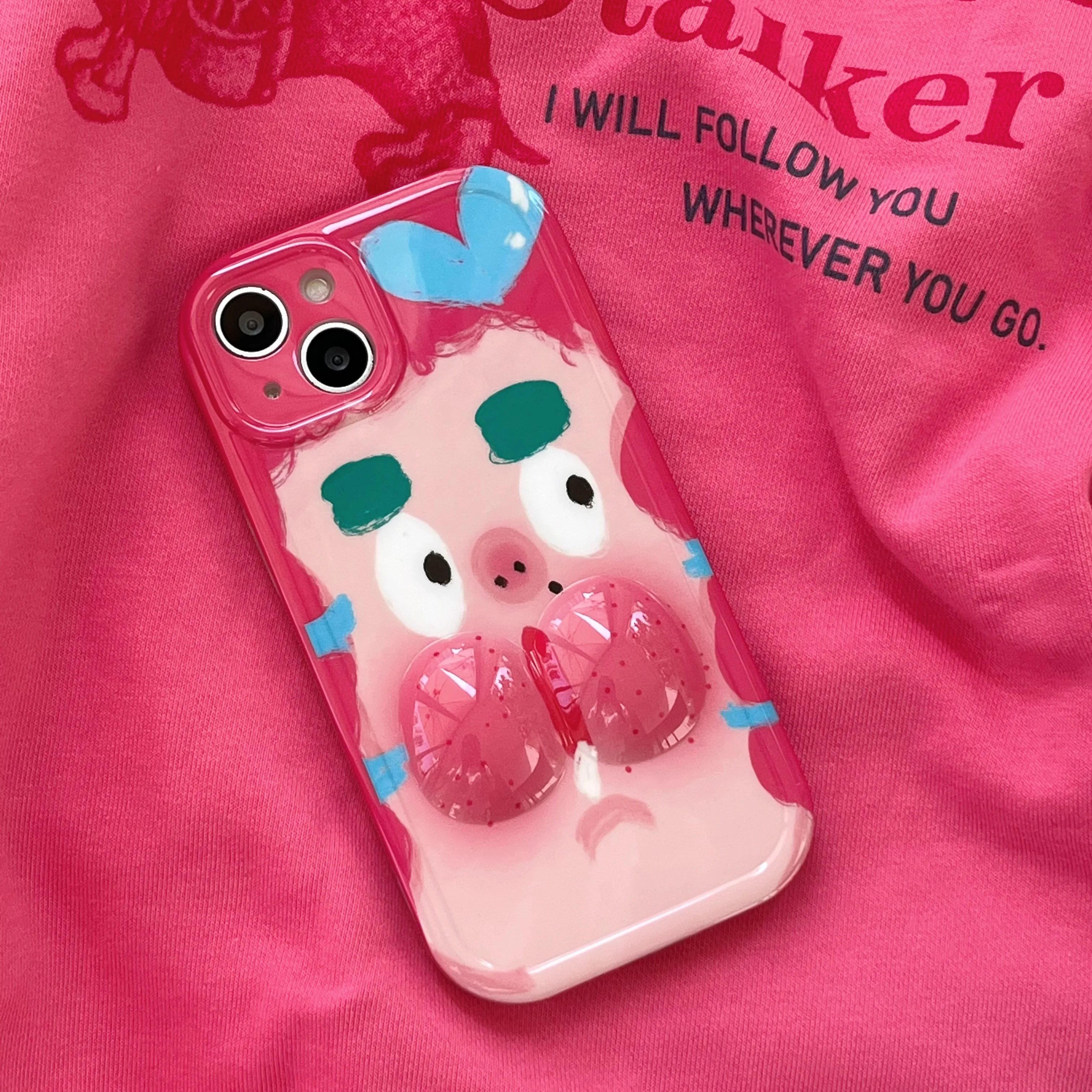 Funny Ugly Little Girl 3D Cheek Cute IMD Case for iPhone 14 Plus 13 Pro Max Back Phone Cover for 12 11 Pro Max X XS Max Capa