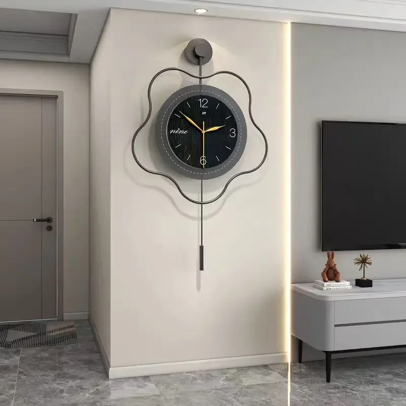 

-67X40cm S Elegant home decoration analog wall Iron art clocks square double-layer metal cheap wall clock for living room