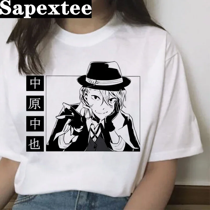 Bungou Stray Dogs 여름 상의, 여성용 흰색 티셔츠, 그래픽 티셔츠, 여성용 2024 프린트, 하라주쿠 카와이 스트리트웨어