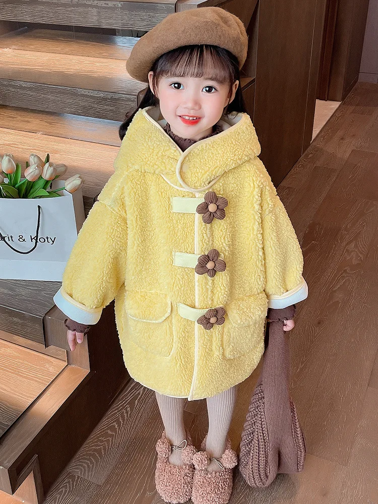 Winter Jacket Kids Girl Parkas Cute Warm Fleece Coat For Girls Children Winter Clothes Sweet Soft Party Baby Girl Jacket Coats