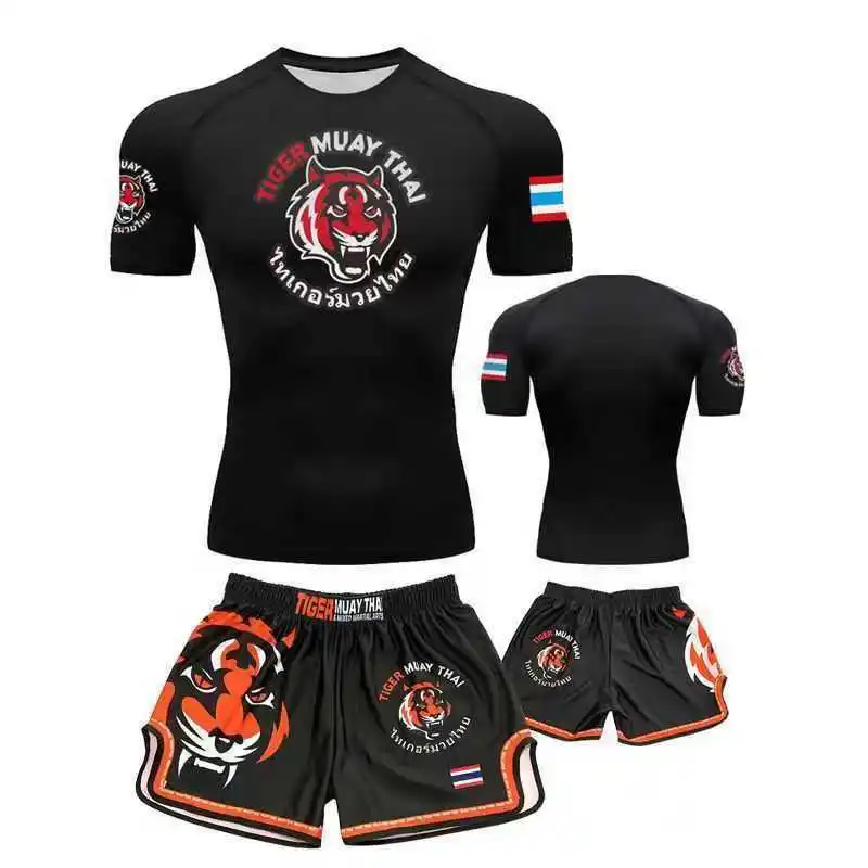 Muay Thai Training Suit for Children Quick-Dry Compression Suit Fighting Set Mixed Martial Arts Boxing Sports Sanda Custom