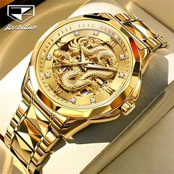 JSDUN Original Watch for Men Fully Automatic Mechanical Gold Dragon Watch High Quality Tungsten steel Luminous Diamond Watch Man