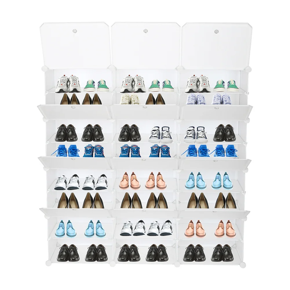 24-Grids Portable Shoe Cabinet 3 Rows 8-tier Shoe Rack Organizer For Heels Boot Slippers (122 X 32 X 122cm)