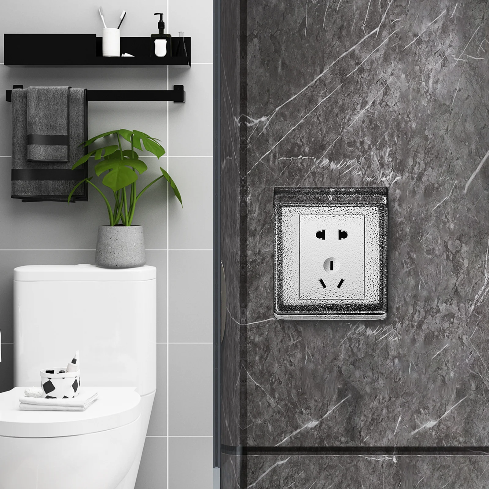 

2 pcs Waterproof Outlet Cover Adhesive Wall Socket Protector For Bathroom Kitchen Outdoor Use Self Adhesive Plug Box Electrical