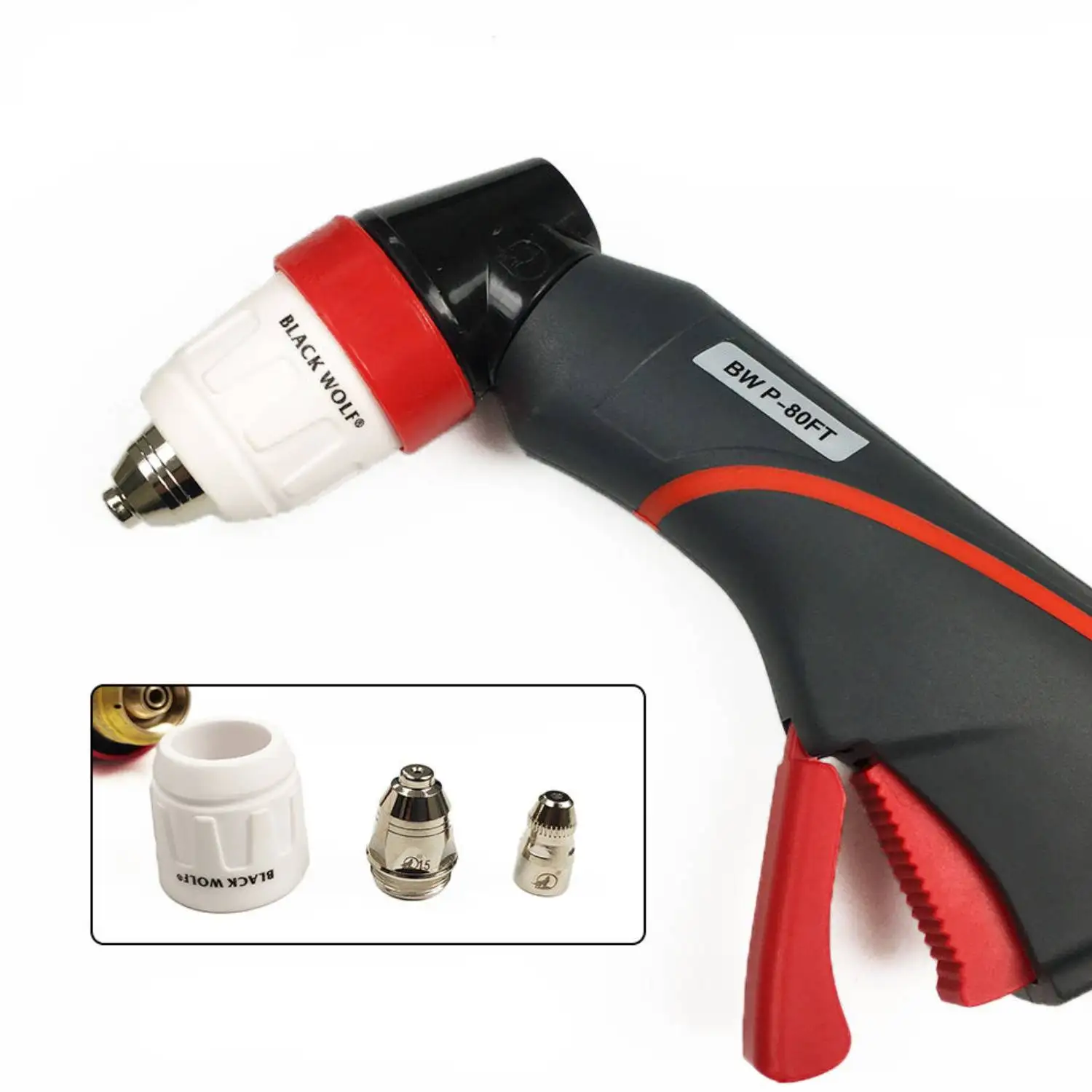 Black Wolf P80 P-80 M8 Thread Plasma Nozzle Tip Electrode Cutter Hand Hold Torch Machine CUT-80 CUT-100 CUT 80 100