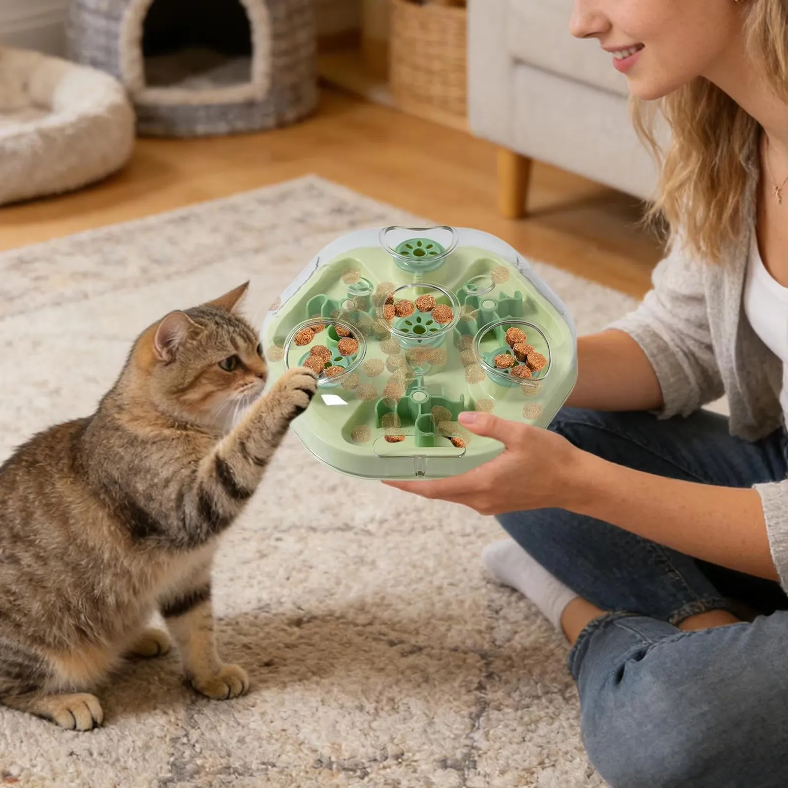 1pcs Cat puzzle toy for slow feeding, prevents choking, freeze-dried slow-eating maze toy for entertaining cats
