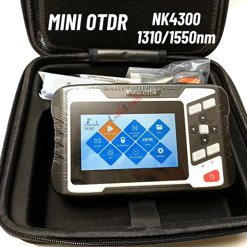 

NK4300 MINI OTDR 1310/1550nm 26/24dB Fiber Optic Reflectometer Touch Screen VFL OLS OPM Event Map Ethernet Cable Tester