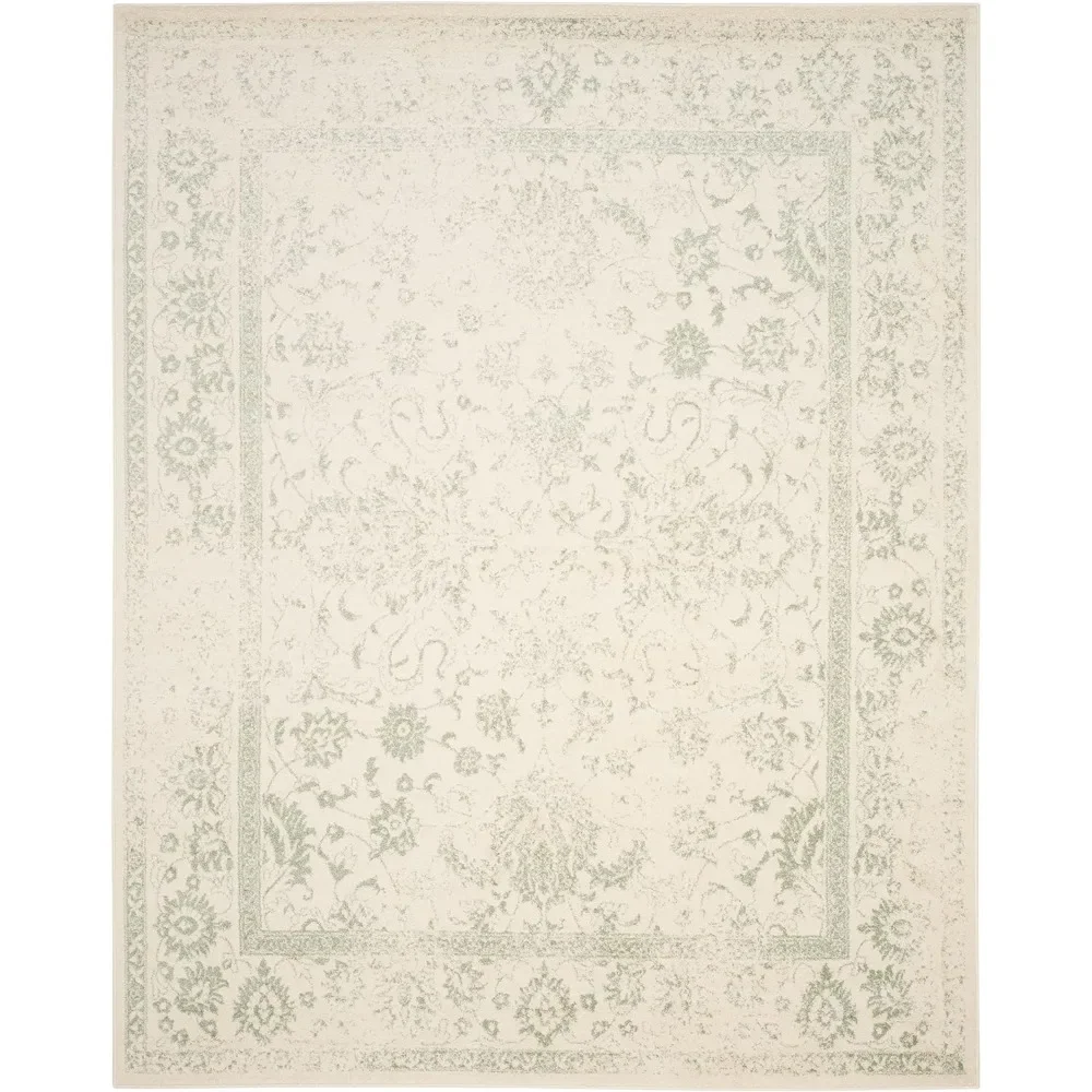 Area Rug - 8' x 10', Ivory & Sage, Oriental Distressed Design, Non-Shedding & Easy Care, Ideal for High Traffic Areas