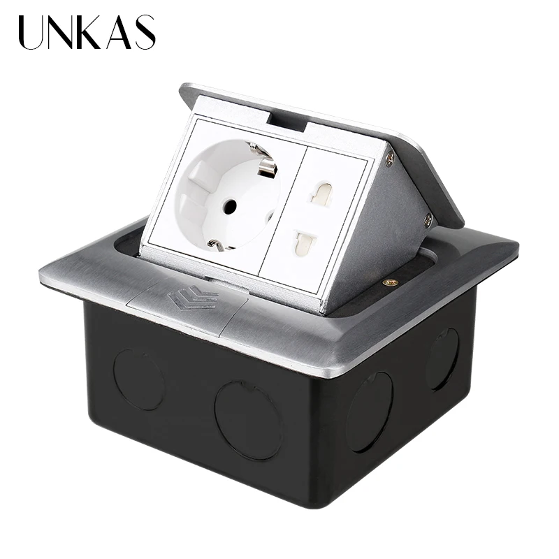 Imagem -03 - Unkas-eu Soquete tipo c Porta Pop up Poder Prata Preto Mesa de Cozinha Desktop Plug Chão Novo