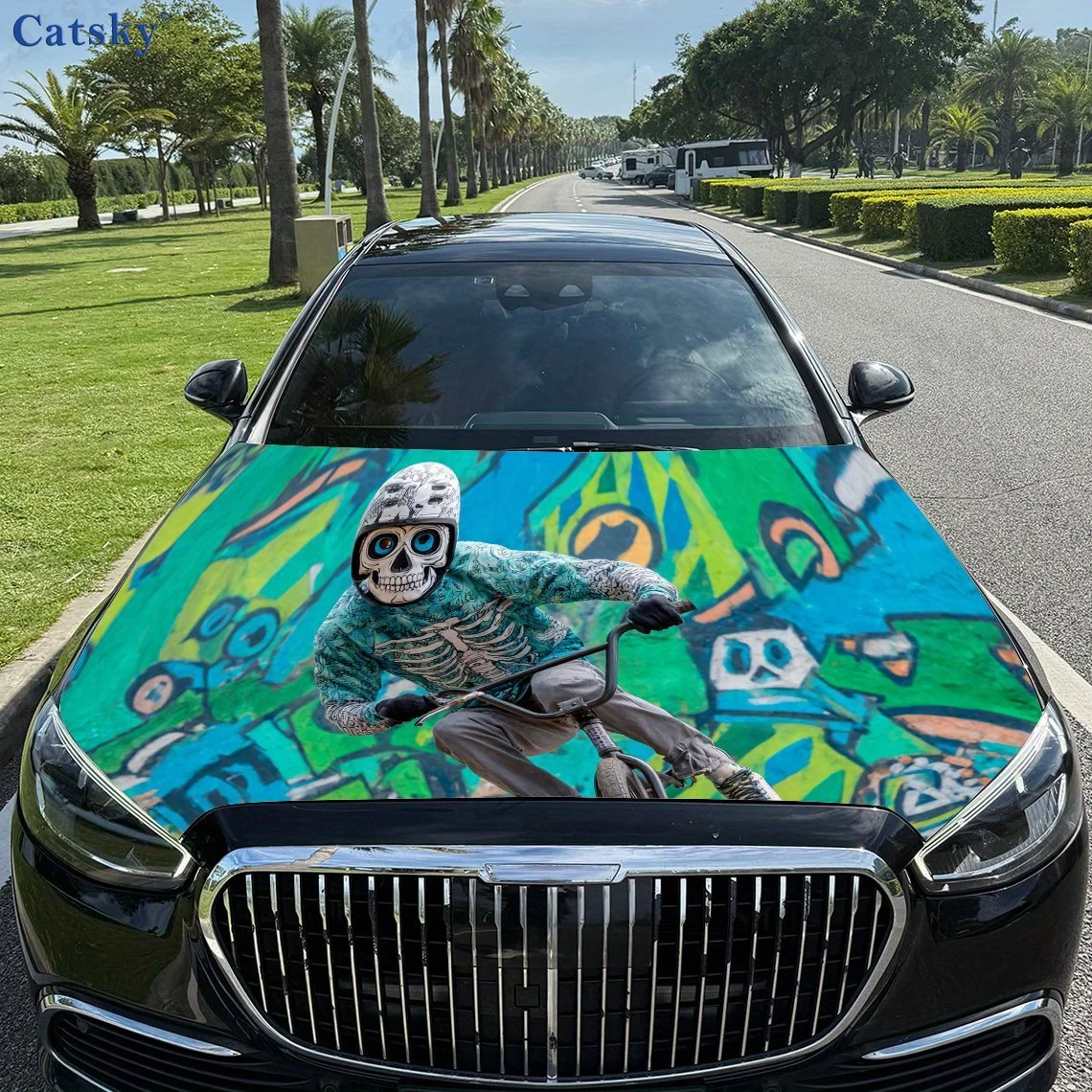 

Cool skeleton print,car hood stickers,PVC waterproof Self adhesive car hood sticker,car hood decoration protection stickers,Auto