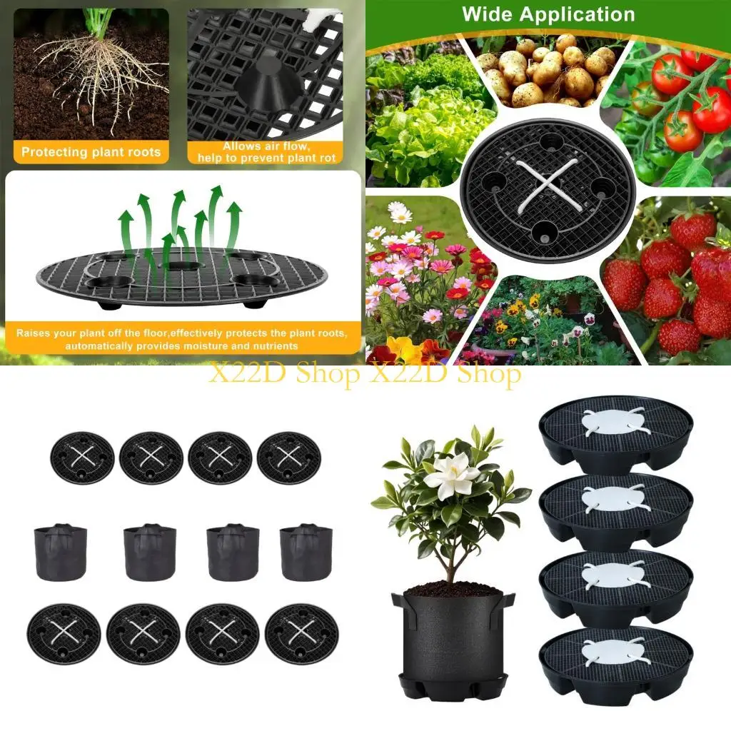 X22D Pack Automatic Watering Dishes for Grow Sacks Includes Watering Rulings and Net Structure for Effective Root Care and Plant