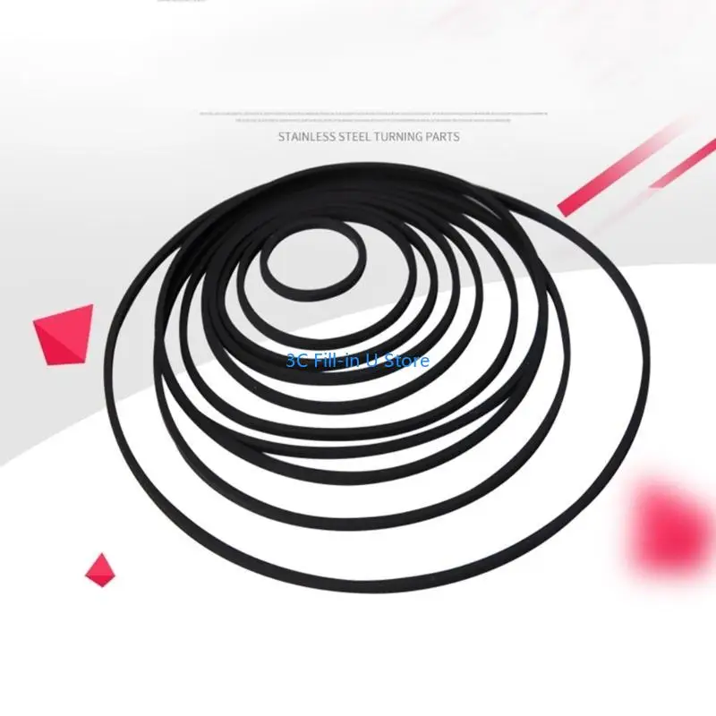 G8TA 5PCS 1.2mm Square Folded Rubber Belt 41-190mm for Recorders CDROM Video Machines DVDs Drive