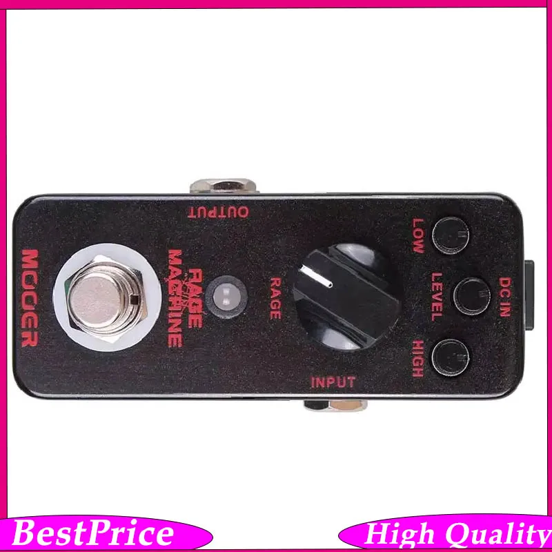 Pedal de Efeito para Guitarra MOOER Rage Machine, Distorção Heavy Metal, True Bypass, Carcaça Totalmente Metálica, Pedal Overdrive, Acessórios para Guitarra