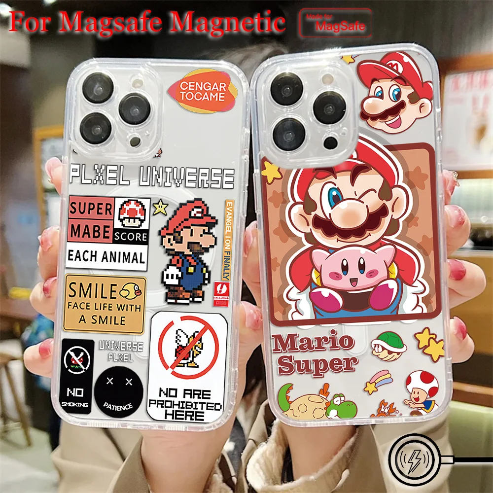 Hot Games Super M-Marioes Magsafe Magnetic Phone Case for iPhone 16 15 14 13 12 11 8 7 Plus Pro Max X XR XSMax Clear Tpu Cover