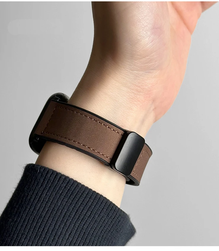 Leder + Silikonarmband für Apple Watch Band Ultra 49 mm 44 mm 45 mm 41 mm 46 mm 40 mm 42 mm Magnetarmband iWatch Serie 10 9 8 7 6 – Detail 11