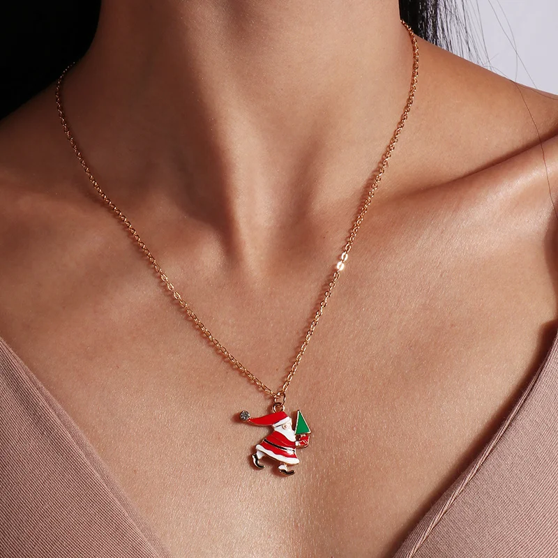 Mode Weihnachten Halsketten Emaille Santa Claus Baum Glocken Anhänger Halskette für Frauen Mädchen Weihnachten Party Urlaub Schmuck Geschenke – Detail 26