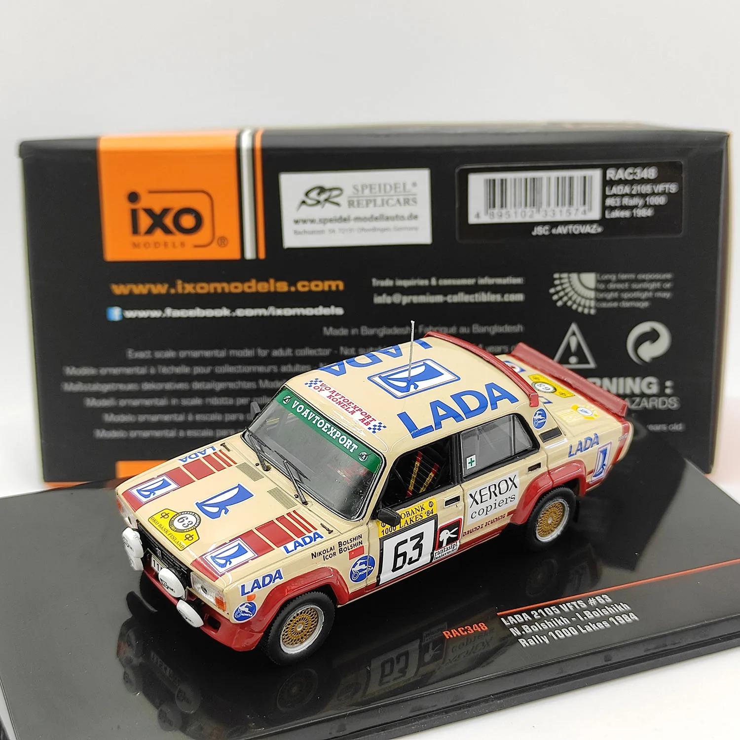 

Diecast IXO 1:43 Scale LADA 2105 VFTS 1984 #63 Alloy Car Model Collectible Toy Gift Souvenir Display Ornament