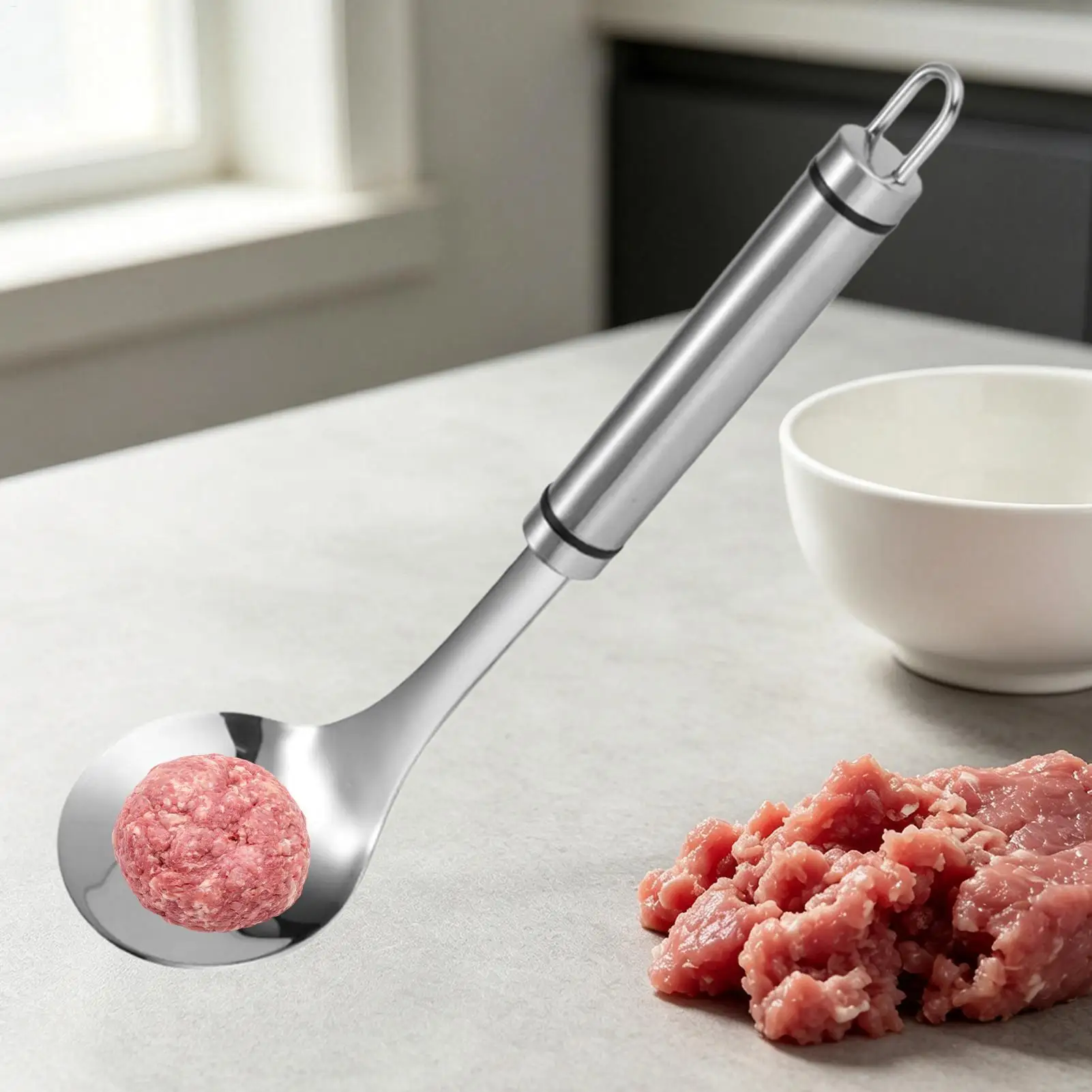 Meatball Maker Scoop Stainless Steel Long Handle Anti Slip Food Grade Meatball Mold Scoop For Pork Chicken Fish Shrimp Cooking