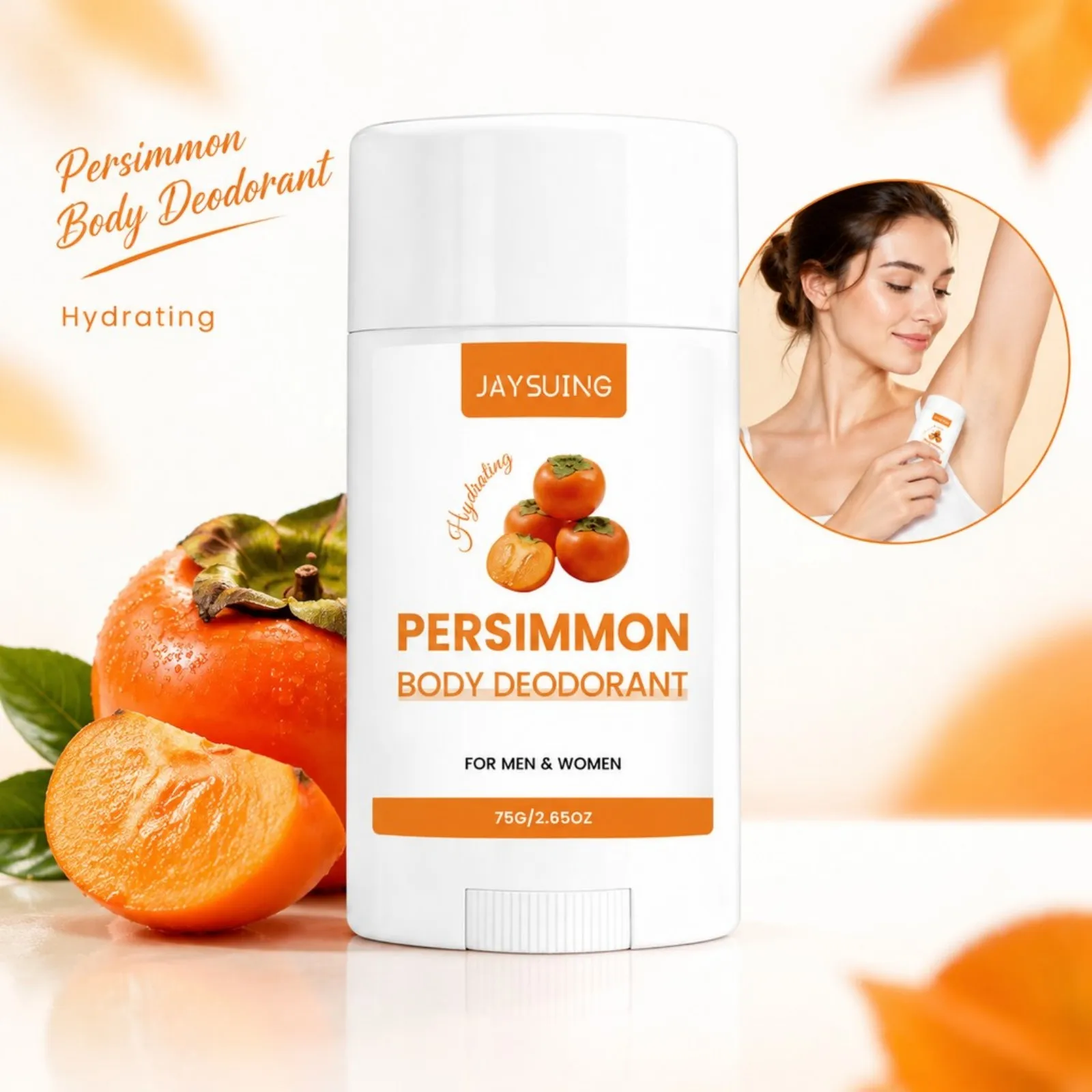 75g Persimmon Moisturizing Body Deodorant Stick Odor Control Anti Wetness Long Lasting Fresh for Underarm Care for Women Men