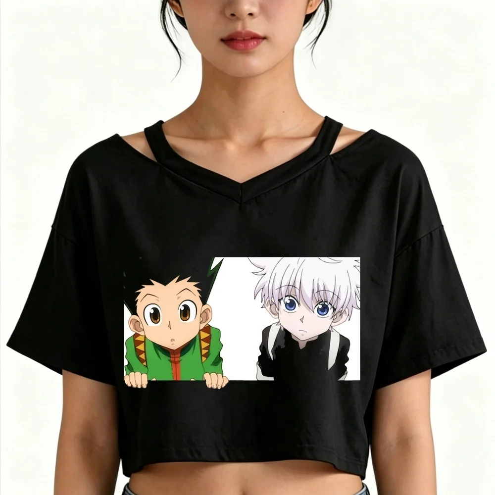 Hunter x Hunter cropped top ladies harajuku kawaii goth cheap grunge tshirt meme gyaru harajuku cutecore