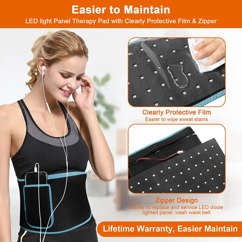 

Red ＆Infrared LED Light Therapy Belt 850nm 660nm Back Pain Relief Wrap Burn Fat Wrap Slimming Machine Waist Heat Pad Full Body