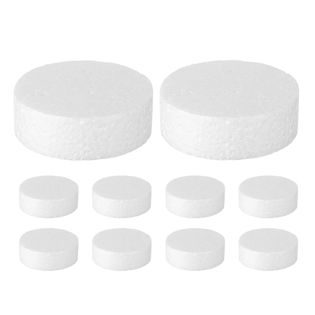 10 Pcs Cake Model Fake Cakes Polystyrene Dummies Baking Round Foam Cylinder Column Shape Craft Discs Cupcake