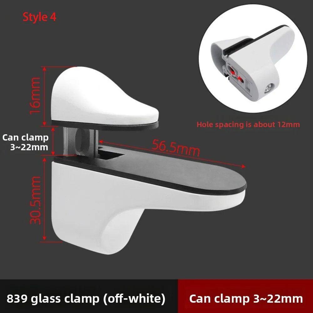 Zinc Alloy Metal Glass Clamps 1-22mm Thickness Anti-Slip Glass Shelf Brackets Adjustable Wall Mount Floating Clip