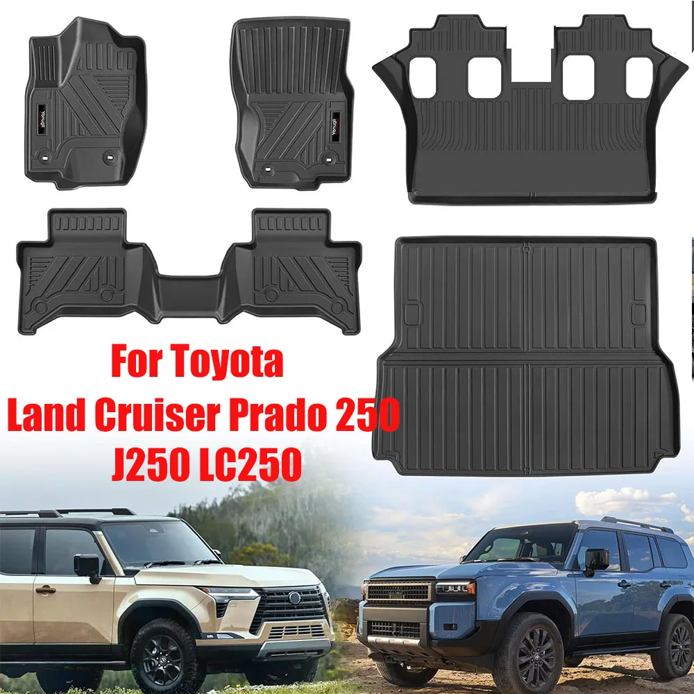 

3D Floor Mats Trunk Pad For Toyota Prado LC250 2024 5seat & 6seat Anti-Slip Waterproof Accessories TPE