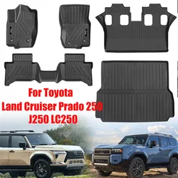 3D Floor Mats Trunk Pad For Toyota Prado LC250 2024 2025 2026 5 seat &7 seat Anti-Slip Waterproof Accessories TPE