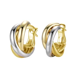 CAOSHI Metallic Two-tone Style Hoop Earrings Female Daily Wearable Cross Design Jewelry Chic Low-key Accessories for Daily Life