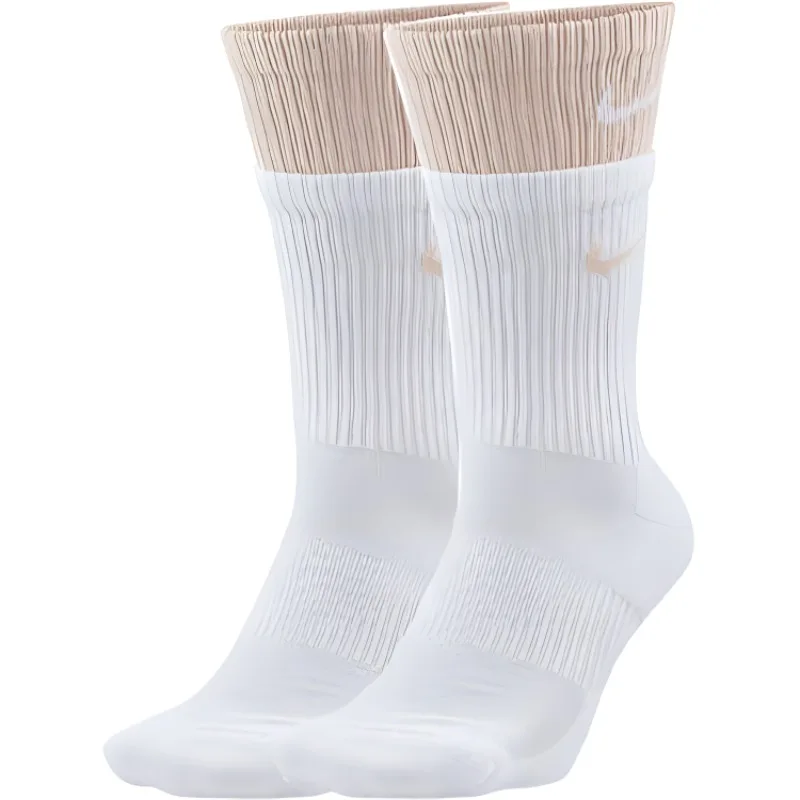 Double Layer Spliced Pink White Nike Long Athletic Crew Socks For Men ...