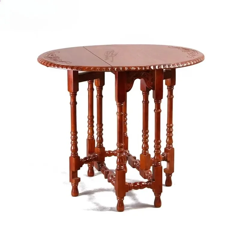 Medieval table French butterfly table retro folding solid wood dining  balcony small apartment coffee