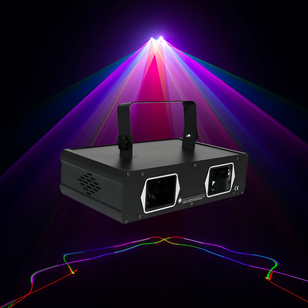 

SHEHDS 2 Head RGB Laser Projector with DMX512 Control Dual Hole Effects for Nightclub DJ Party KTV Stage Lighting