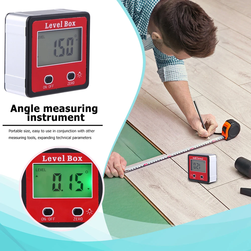 Horizontaler Winkelmesser, Messwerkzeuge, digitaler Winkelmesser, Neigungsmesser, elektronische Wasserwaage, Magnetfuß, Messwerkzeuge, Rot – Detail 6