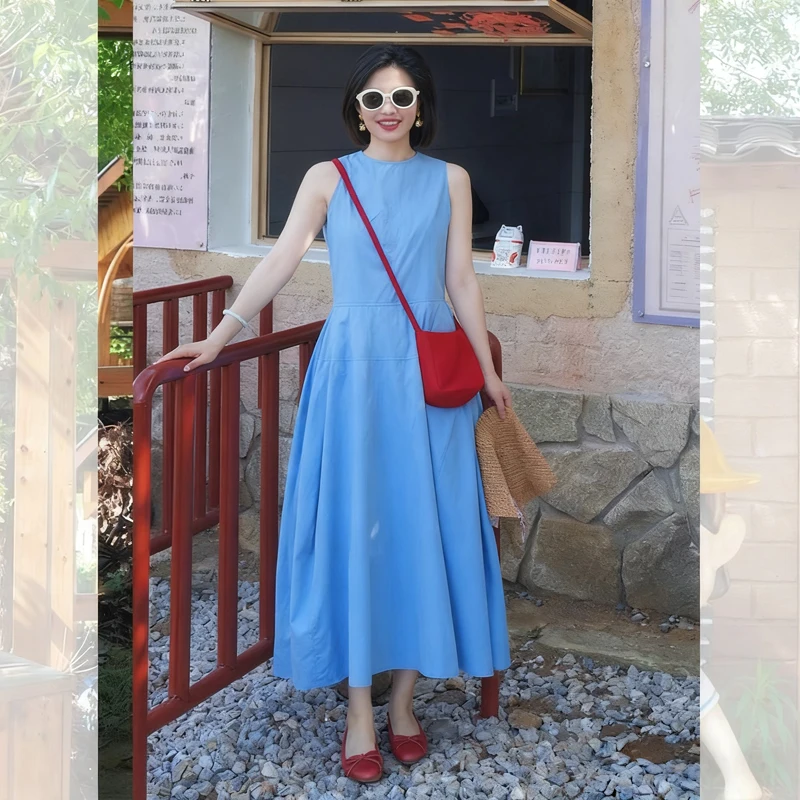 Vestidos sem mangas vestido feminino formatura verão linho leve o pescoço cinta de espaguete queimado ombre multi-cor em camadas picante