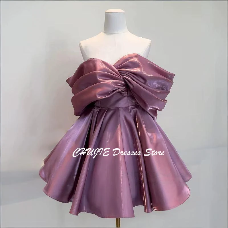 

Платье для выпускного вечера с открытыми плечами, хит продаж, для подростков, А-силуэт, плиссированное, из органзы, для вечеринок Sweet 15/16, мини-платье для выпускного бала/вечеринки