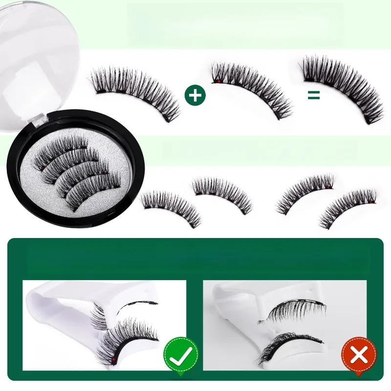 Magnetic Suction Imitation Genuine and Fake Eyelash Set Natural Simulation Waterproof Sweat Proof Glue Free Easy To Wear