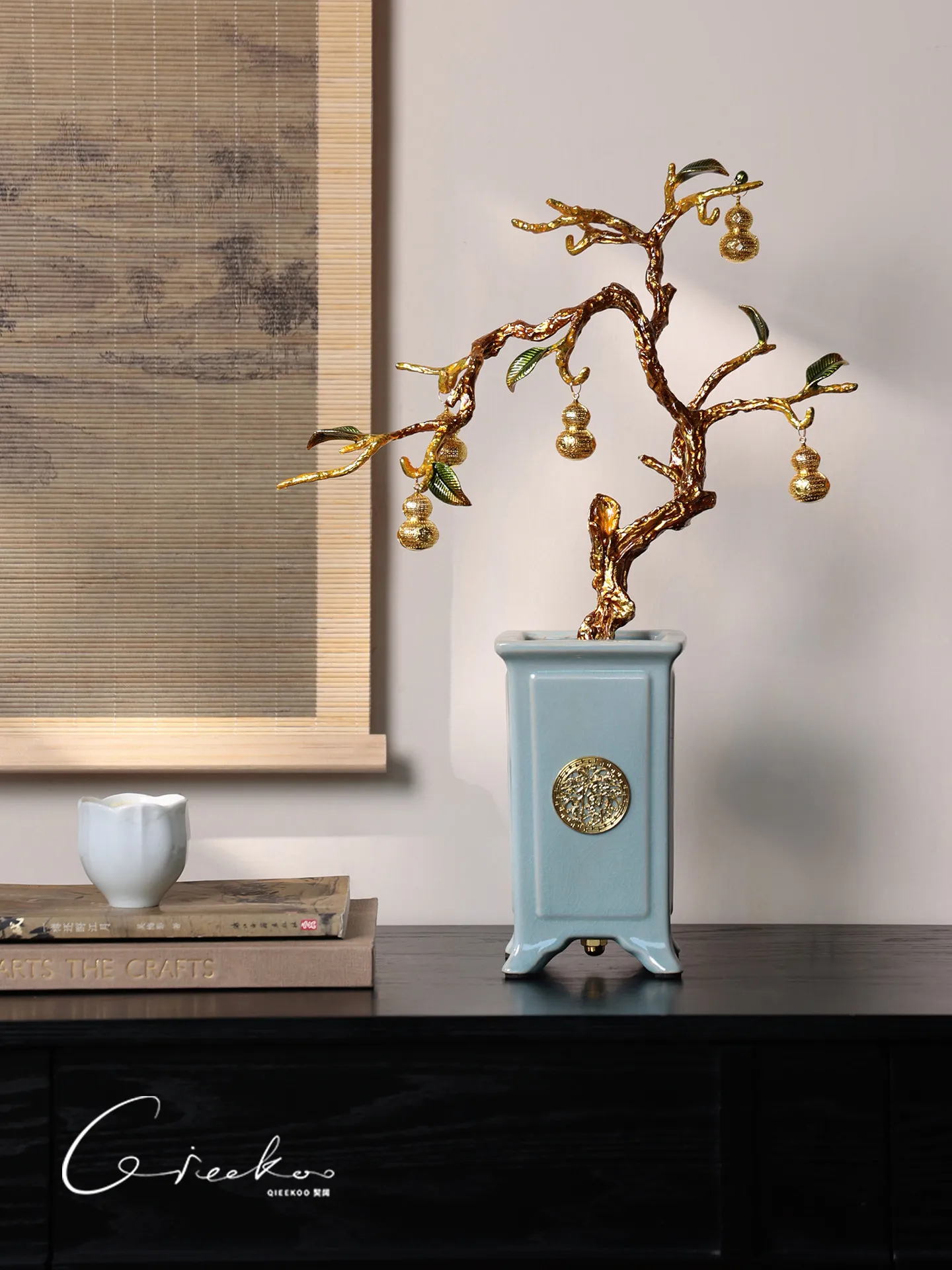 

Home decor ceramic brass material hand-carved multifunctional chinese style suitable living room entrance niche artistic enamel