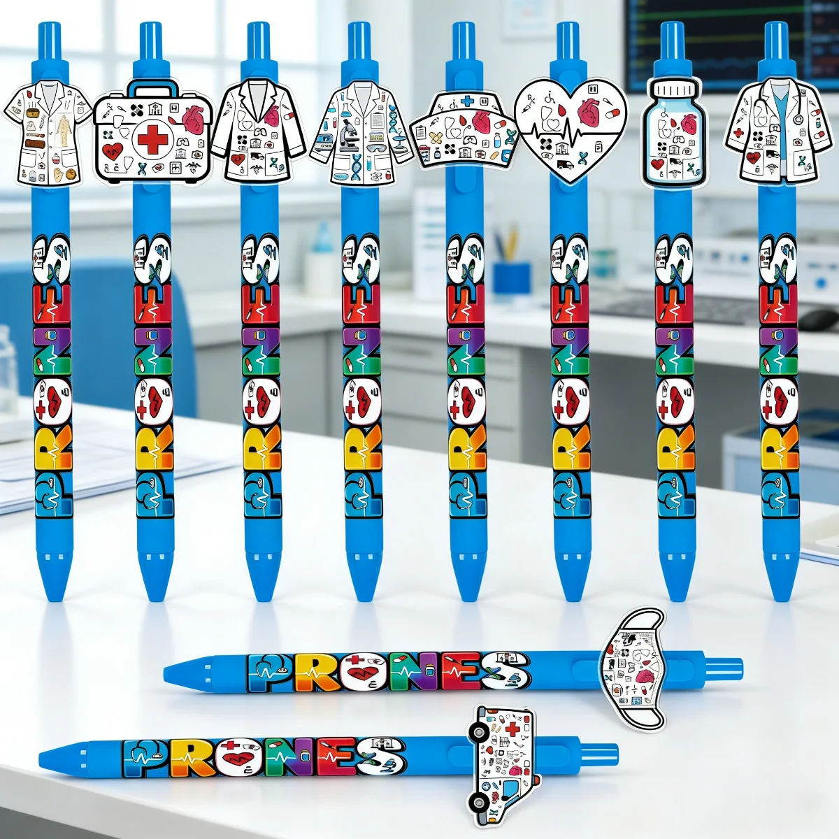 

10 pieces / 16 pieces medical and healthcare themed push-button ballpoint pens - medical staff gift pens