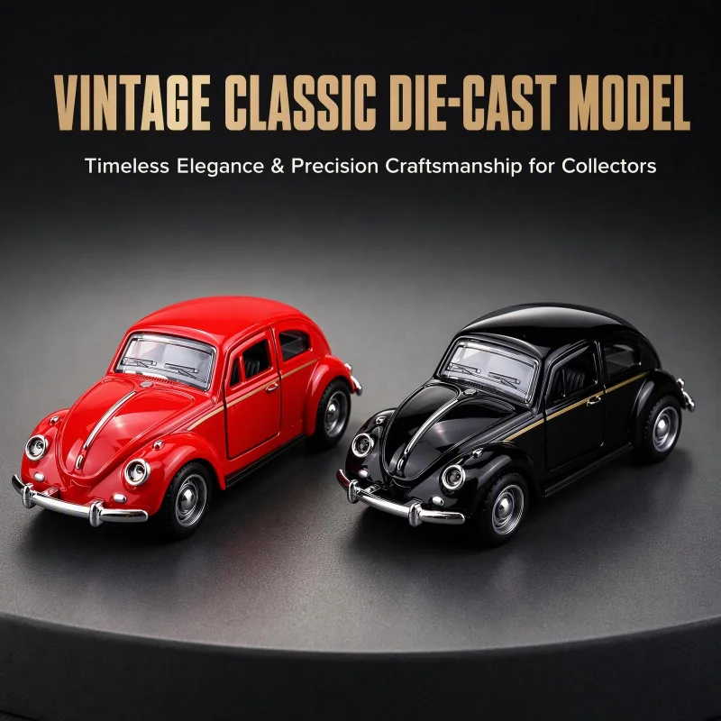 1/36 Retro Classic Alloy Car, Retro Die-Cast Two-Door Coupe Model, Detailed Realistic Collectible Vehicle, Desktop Decoration an