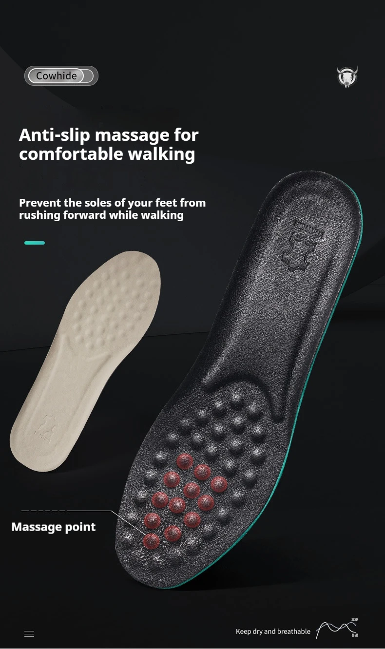 1 Paar/2 Paar Leder-Sport-Einlegesohlen für Herren, atmungsaktive Massage-Einlegesohlen, stoßdämpfende Schuhsohle, weiche und bequeme Schuhpolster – Detail 10