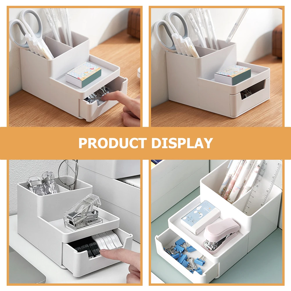 

Desk ganizer Storage Box Multi compartment Pen Holder White Sundries Bracket Bathroom Vanity Bedroom Office Makeup Remote